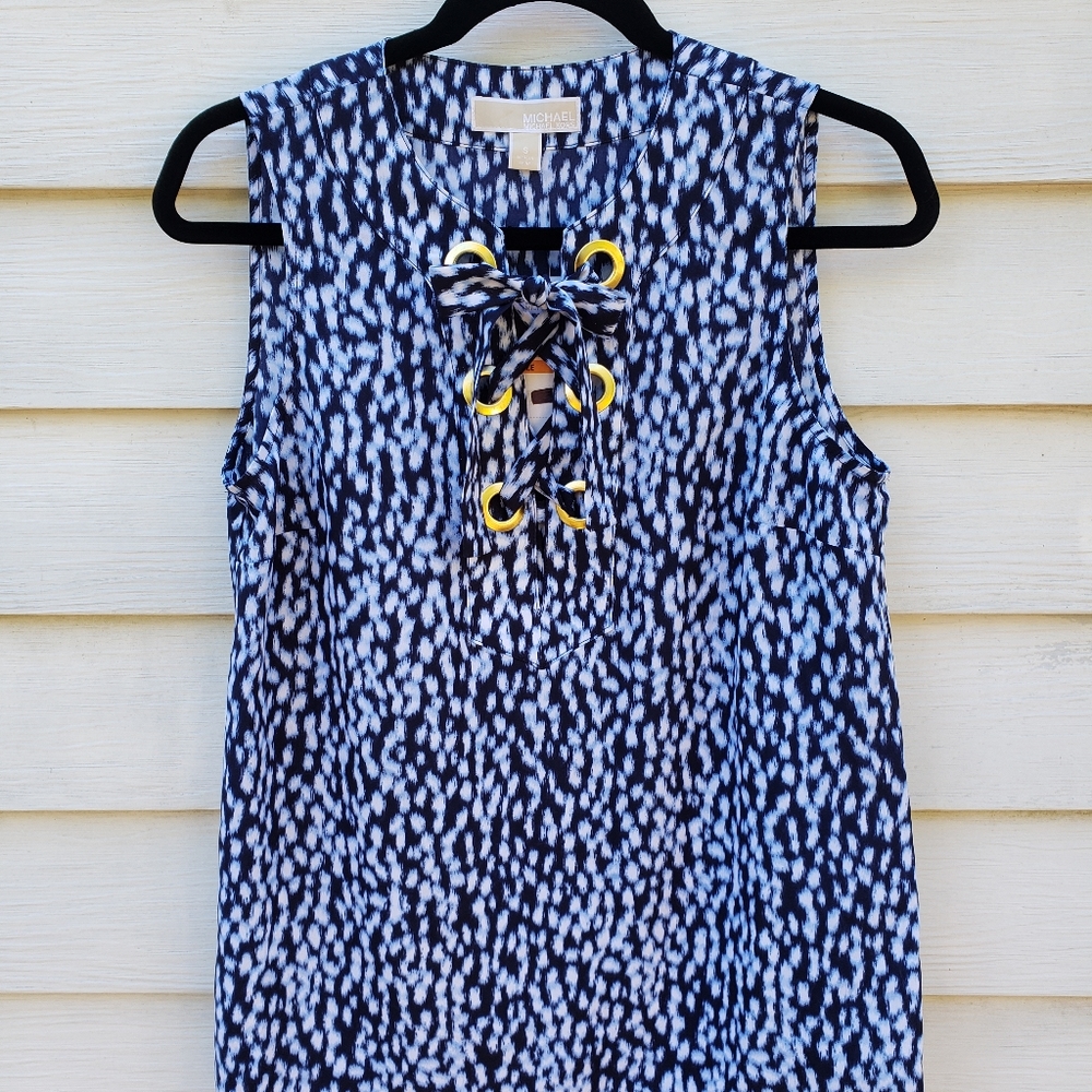 Michael Kors Ikat Spot Lace Up Sleeveless